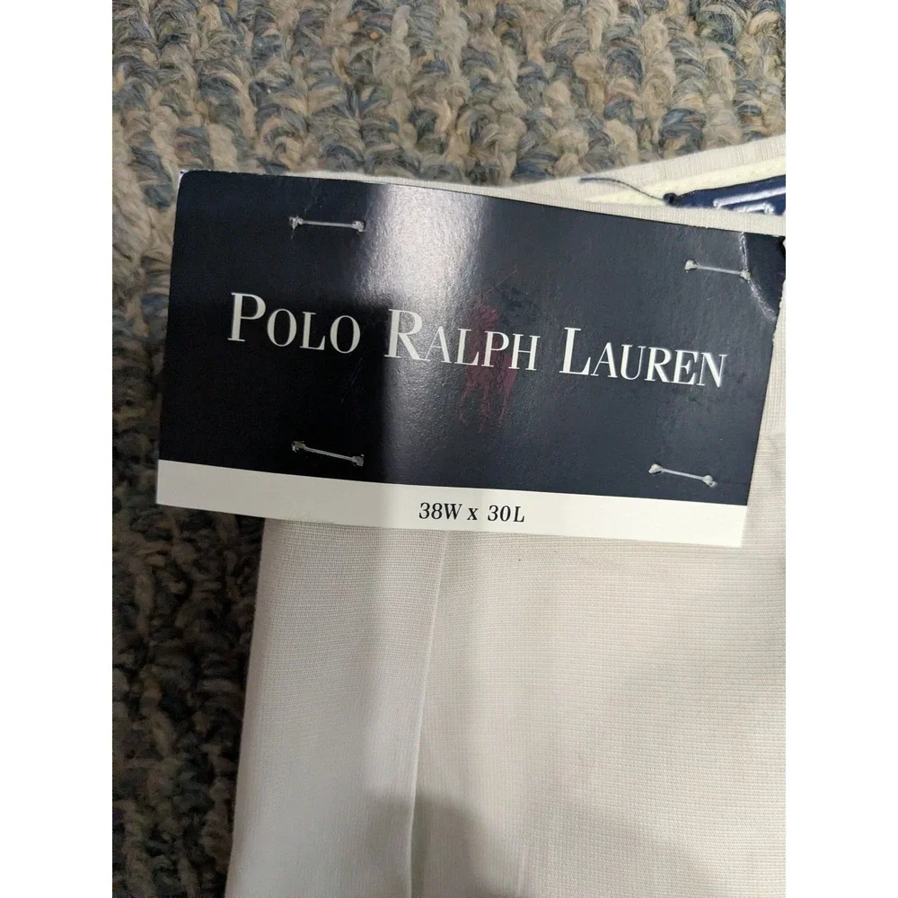 Polo Ralph Lauren Mens Pleated Chino Pants 38x30 Beige Cotton Cuffed NWT
